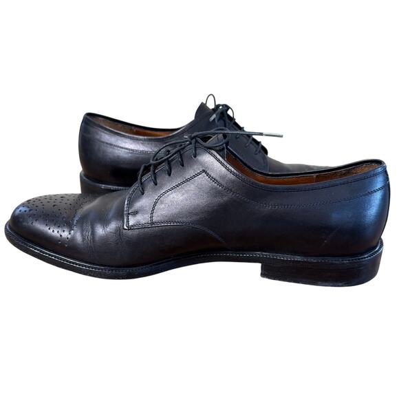 Salvador Ferragamo Mens Shoe 9 1/2 D Studio Italy Open Lacing Black Bruges - Picture 5 of 12